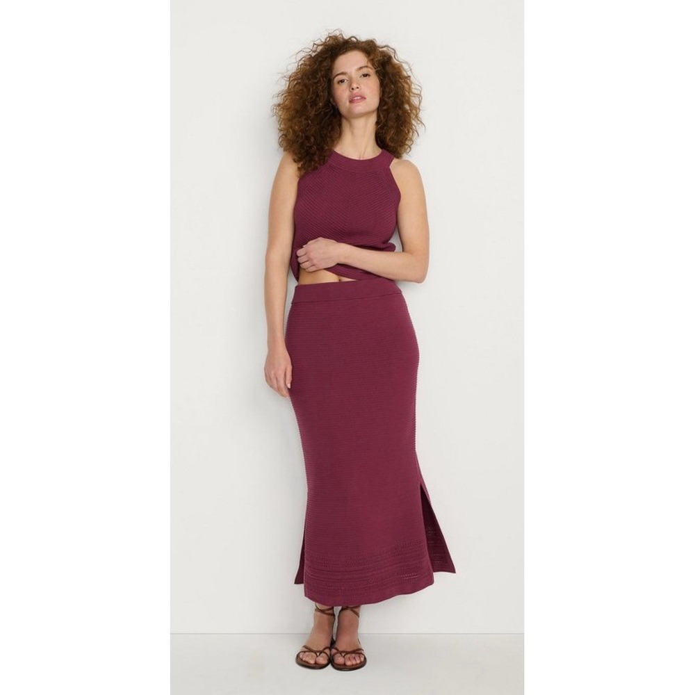 Lands End Knit Set Small 6-8 Sweater Tank Cropped Maxi Skirt Crochet Bodycon Y2K